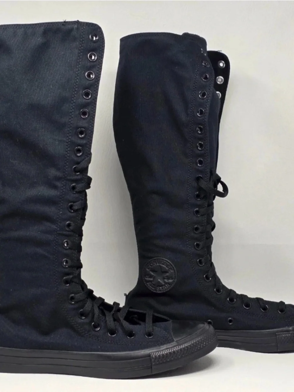 Converse Chuck Taylor All Star XX Hi Knee High Black Canvas Lace-Up Boots15W/13M